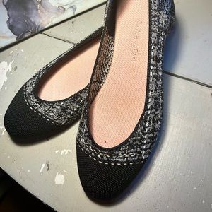 Rothy’s midnight tweed square flats size 8.